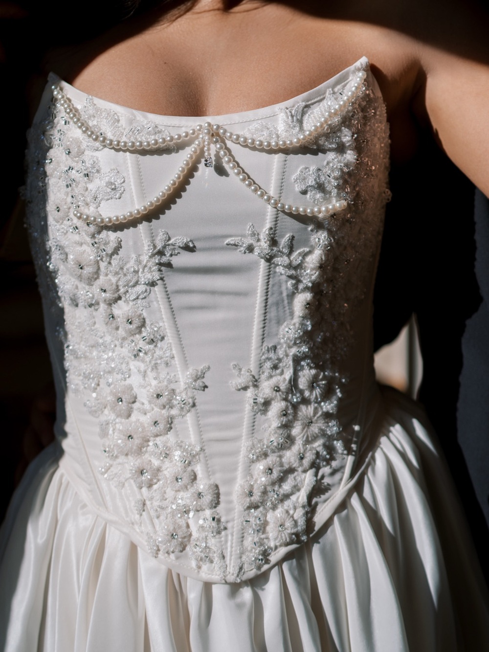 Ivory Strapless 2 piece set  with Beaded Corset. Hand made in Ukraine. Bridal🤍.